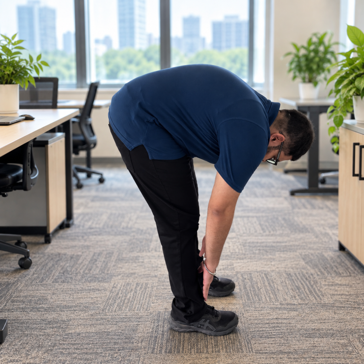 office stretch in a modern workspace